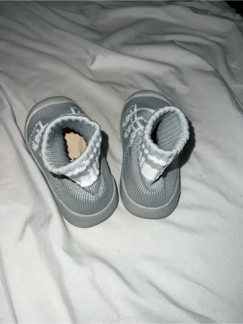Kids Grey Knit Sock Sneakers - Brand Unspecified